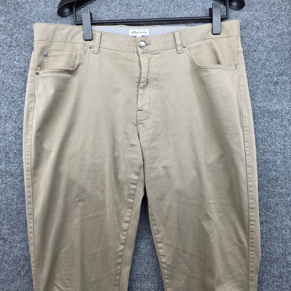 Peter Millar Mens Khaki Chinos Flat Front Straight Leg Pants Size‎ 38